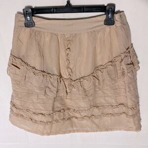 C. Luce Nude Blush Ruffle Mini Skirt M